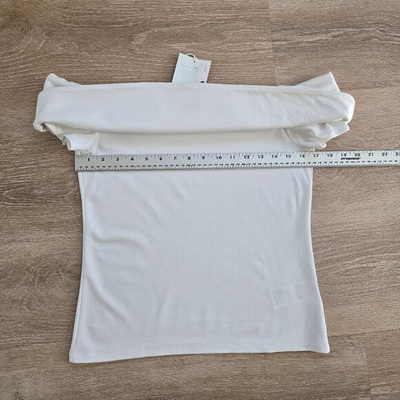 COS Women's Off-The-Shoulder Jersey Top White Medium New With Tags MSRP $69 - Picture 5 of 16